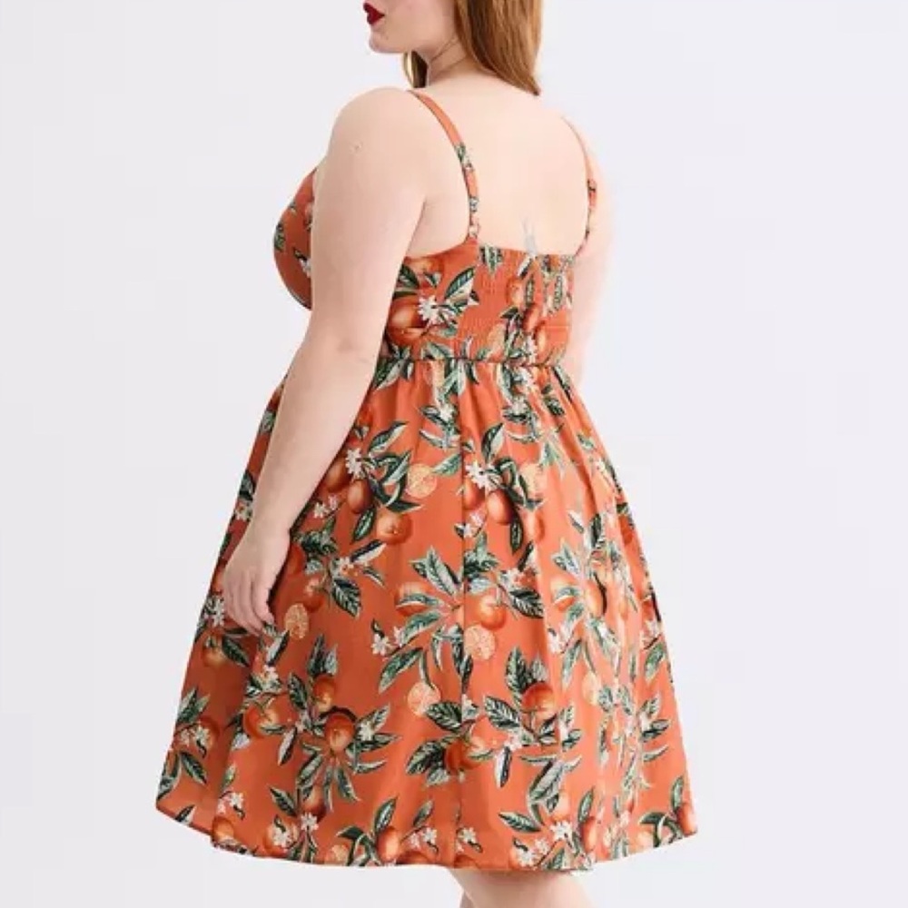 Torrid Retro Chic Orange Groves Mini Rockabilly Pinup Swing Dress 3X 22 24 - Picture 10 of 16